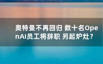 奥特曼不再回归 数十名OpenAI员工将辞职 另起炉灶？